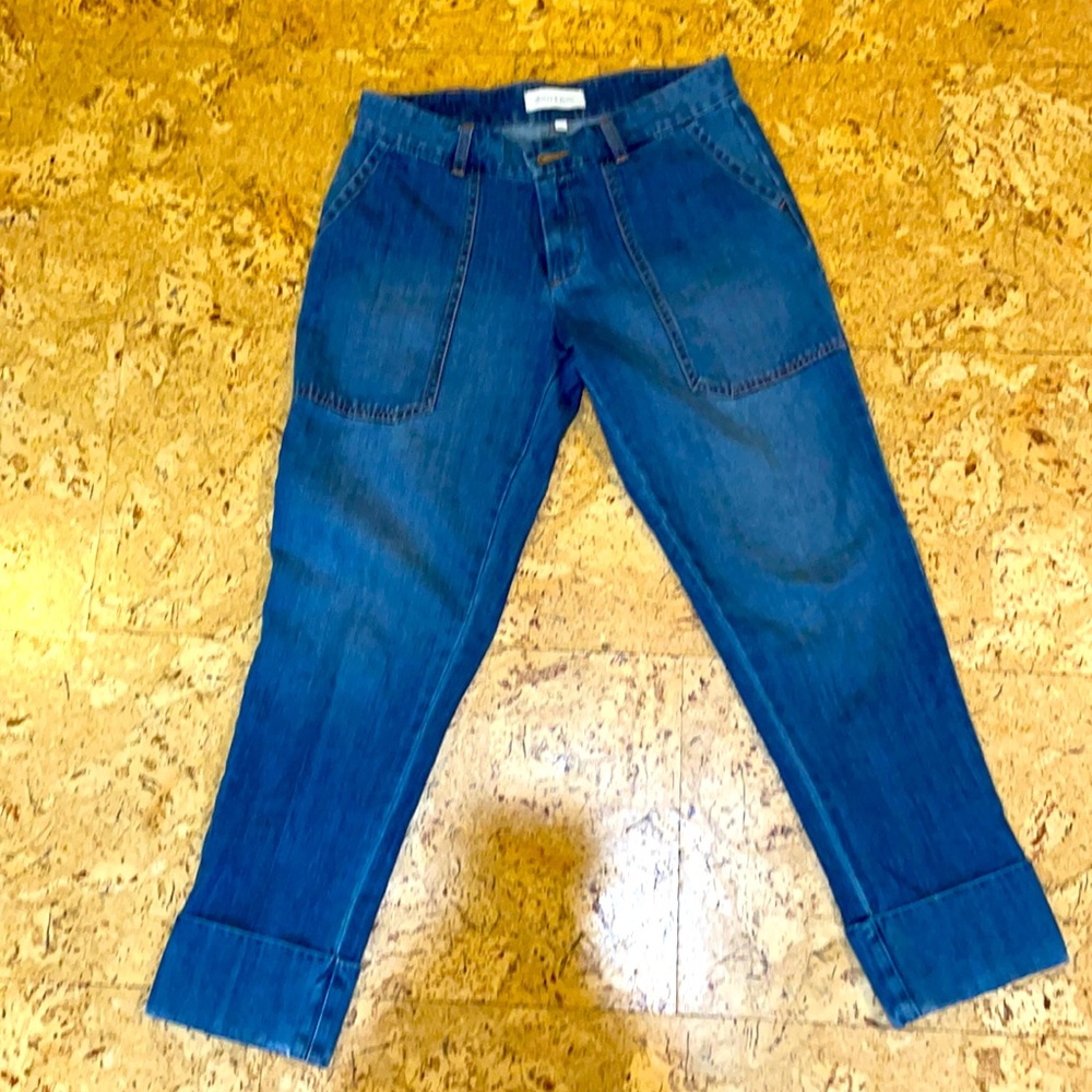 Henry & Belle Cropped cuffed slouchy mid rise jeans patch pockets